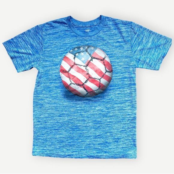 Tek Gear Kids Short Sleeve Crewneck American Soccer Graphic Tee. Youth Large - Picture 1 of 6